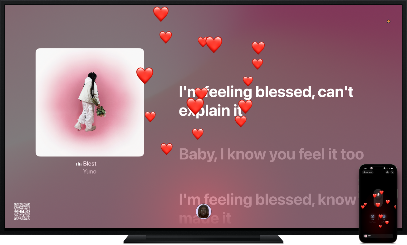 أمثلة على "غنِّ في Apple Music" معروضة على Apple TV.